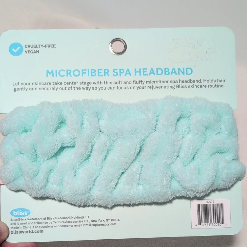 Bliss Blue Microfiber Spa Headband for Skincare
